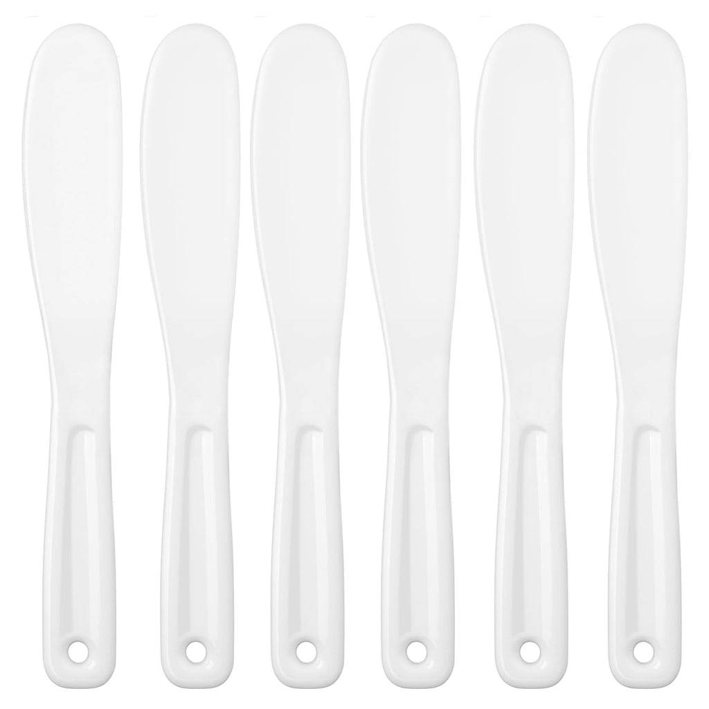 Ymapinc Mask Applicator Tool, 6Pcs Resuable Face Spatula, Large Plastic Makeup Face Mask Spatula, Creams Mixing, Skincare or Scraping Jars, Cosmetic Brush 8.11 1.22 Inch (White)
