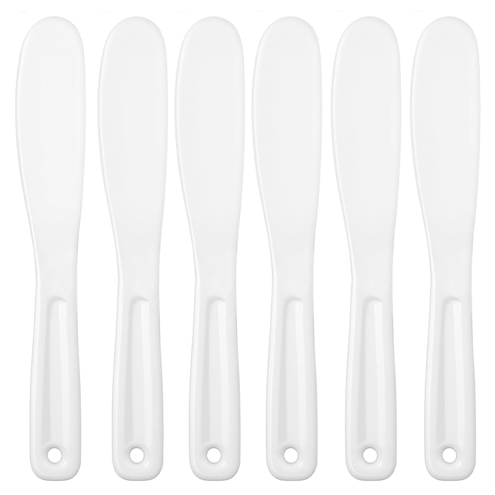 Ymapinc Mask Applicator Tool, 6Pcs Resuable Face Spatula, Large Plastic Makeup Face Mask Spatula, Creams Mixing, Skincare or Scraping Jars, Cosmetic Brush 8.11 1.22 Inch (White)