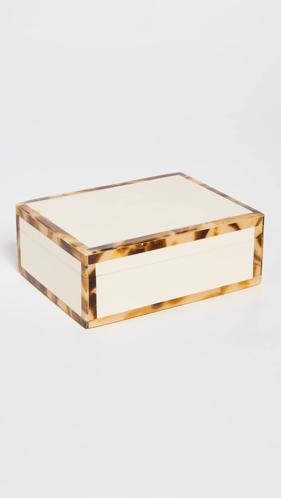 Tizo Design Women's White Bone Resin with Faux Horn Border Box