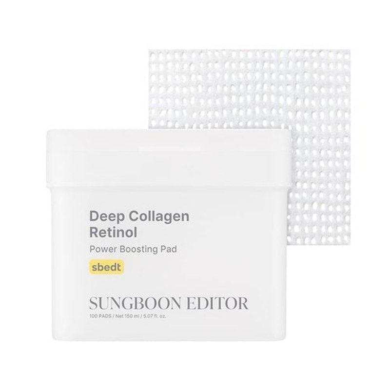 SUNGBOON EDITOR Deep Collagen Retinol Power Boosting Pads | Deep Hydration, Skin Elasticity Care for Dry Skin, Fine Lines | Korean Moisturizer, Korean Skincare, Toner Pads – 100 Count