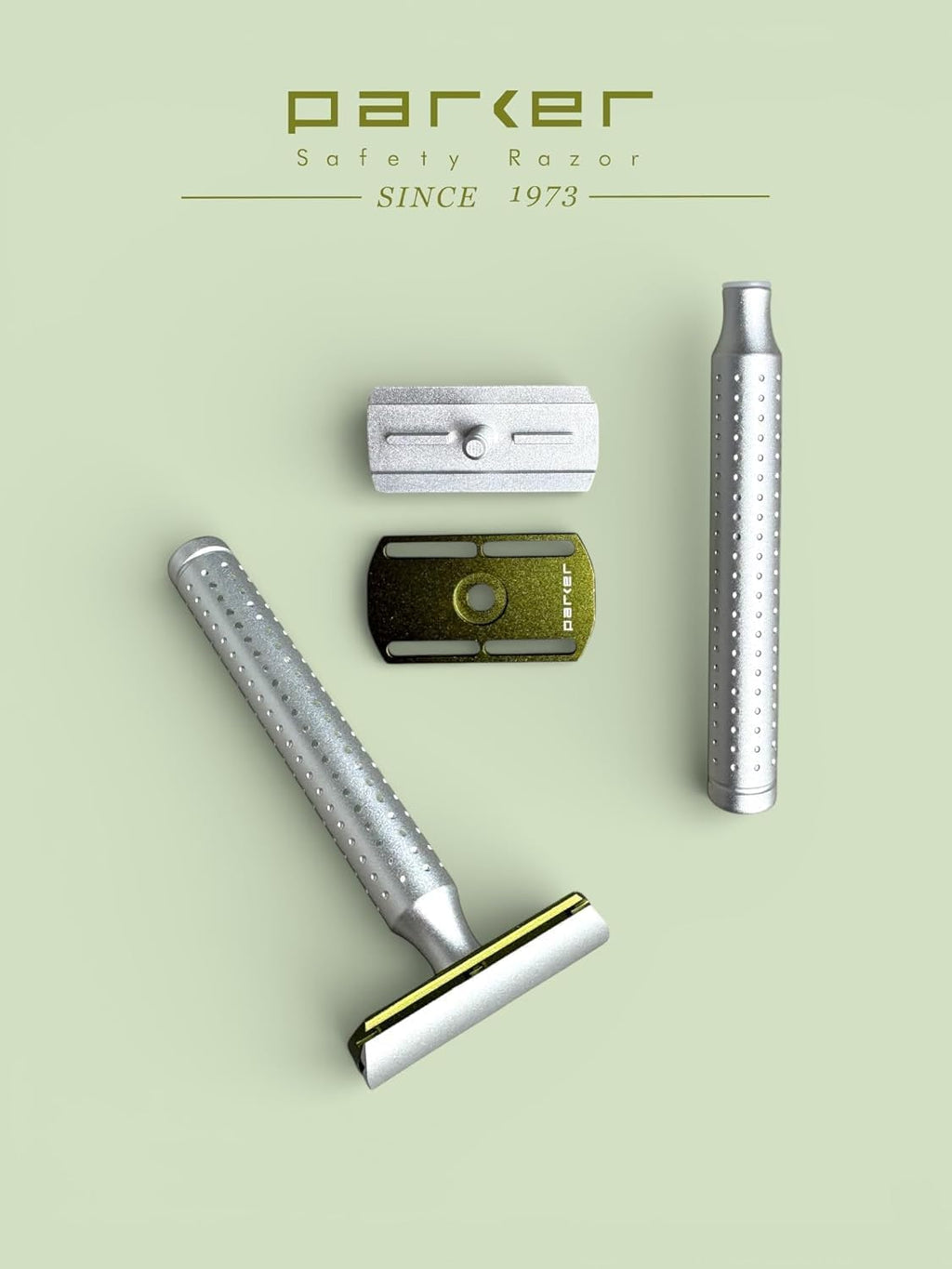 Parker Safety Razor - The AeroShave XL, Long Handle-CNC Aluminum Double Edge Safety Razor & 5 Blades,- Precision Blade Exposure for a Comfortable Shave, For Men & Women. Mild Aggression