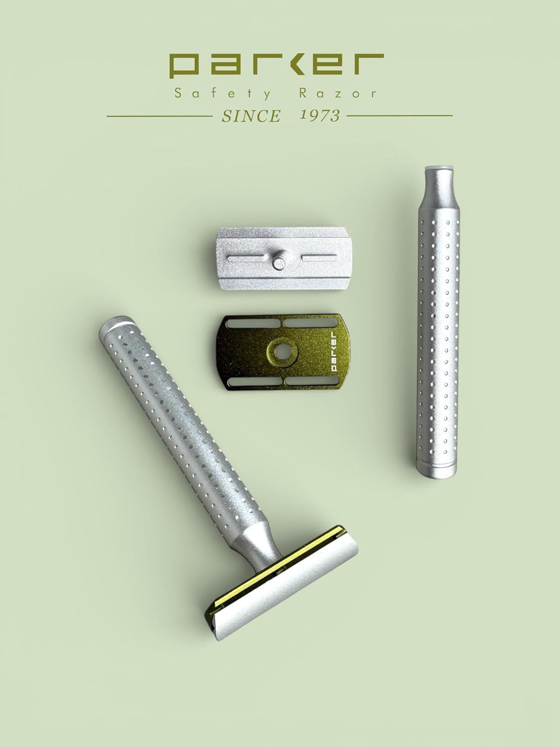 Parker Safety Razor - The AeroShave XL, Long Handle-CNC Aluminum Double Edge Safety Razor & 5 Blades,- Precision Blade Exposure for a Comfortable Shave, For Men & Women. Mild Aggression