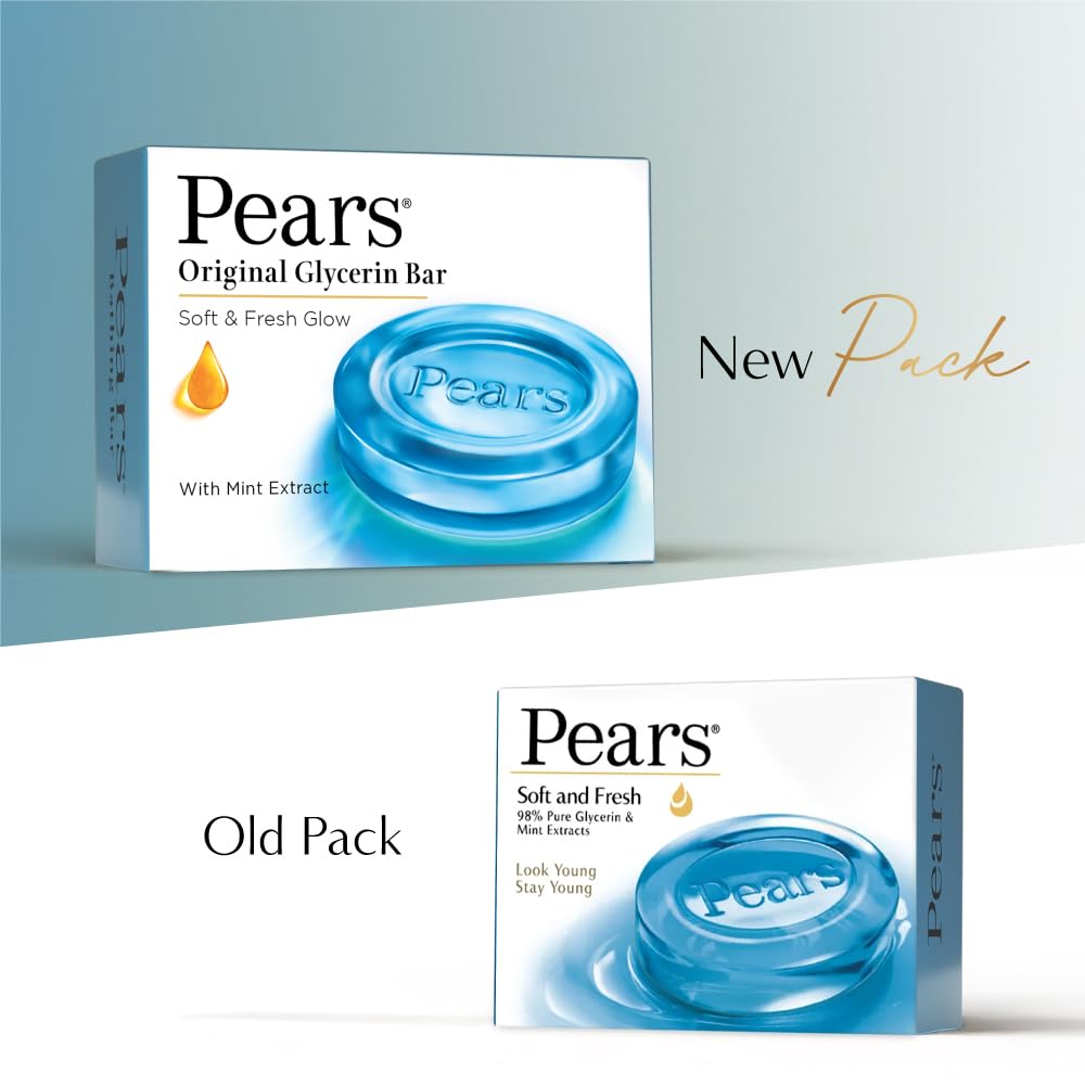 Pears Soft and Fresh Bathing Bar, 125g (Buy 3 Get 1 Free)