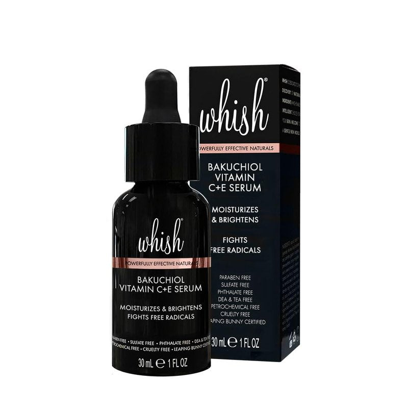 Whish Bakuchiol Face Serum - Plant-Based Anti-Aging Formula with Vitamin C & E | 1oz