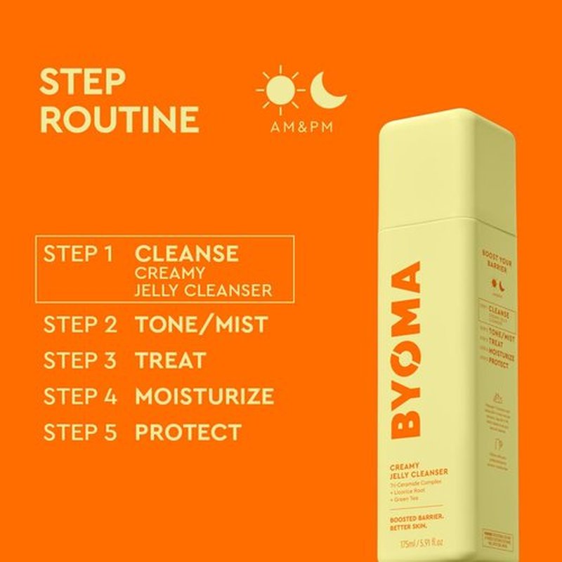 BYOMA Creamy Jelly Cleanser - Hydrating Face Wash for Sensitive Skin - Tri-Ceramide Formula - 5.91 fl oz