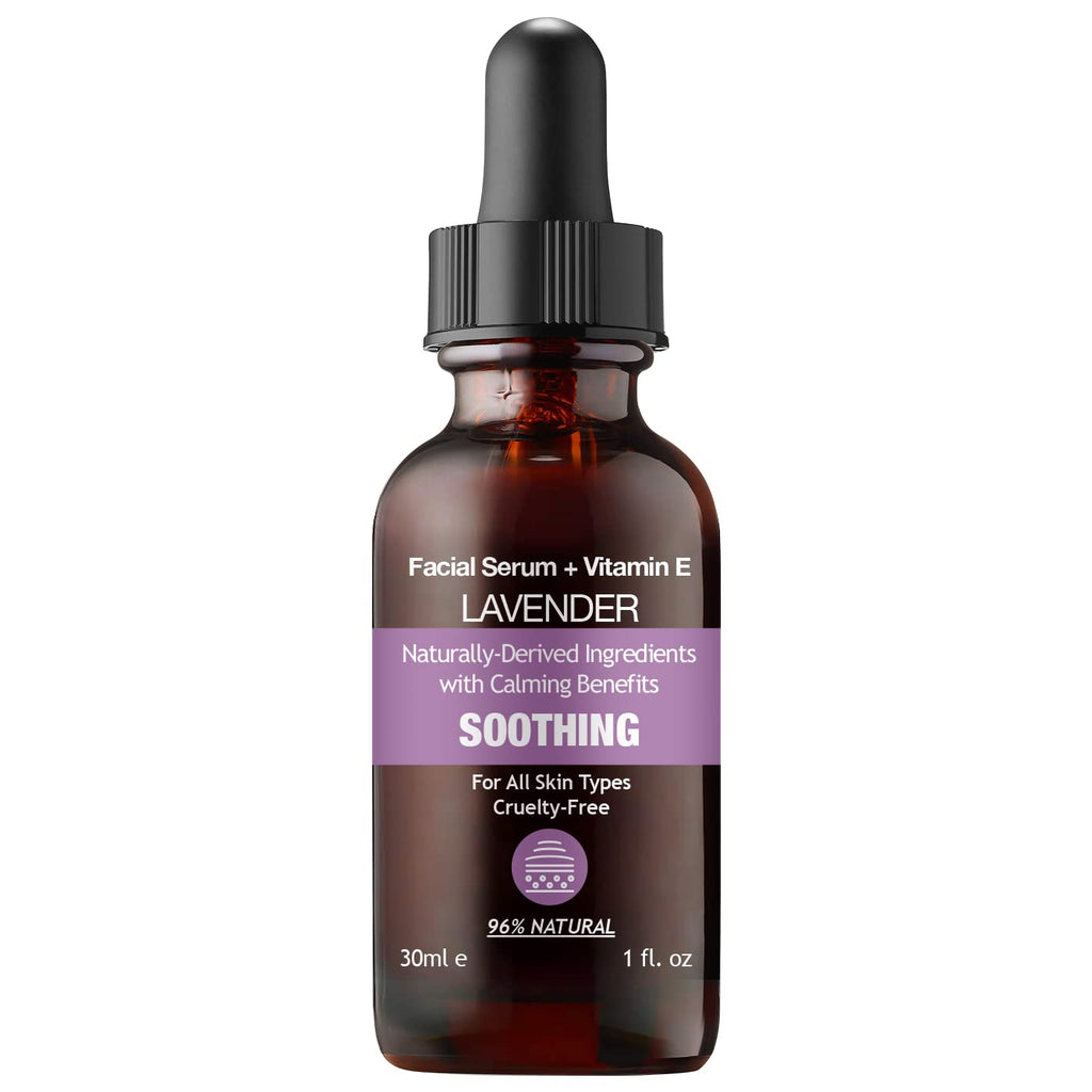 Purifect Lavender Soothing Botanical Facial Oil Serum - Calming Moisturizer with Vitamin E & Squalane, Infused with Botanical Oils to Rejuvenate, Cleanse & Hydrate Skin Naturally - 1 fl oz