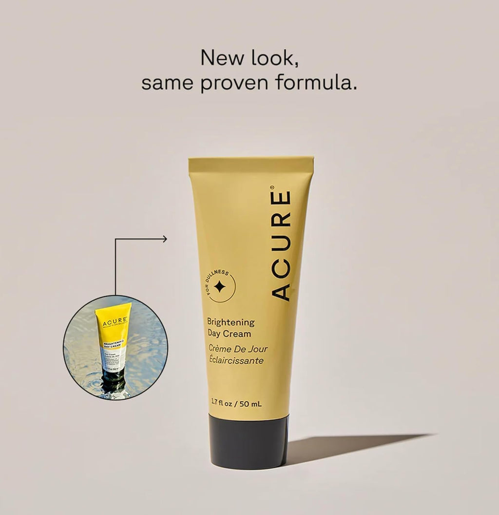 Acure Brightening Day Cream - Cica Cream, Anti Aging Moisturizer to Brighten for Women & Men, Facial Lotion, Skincare with Argan Oil to Replenish, Tone Dry Skin & Hydrate, Cruelty Free - 1.7 fl oz