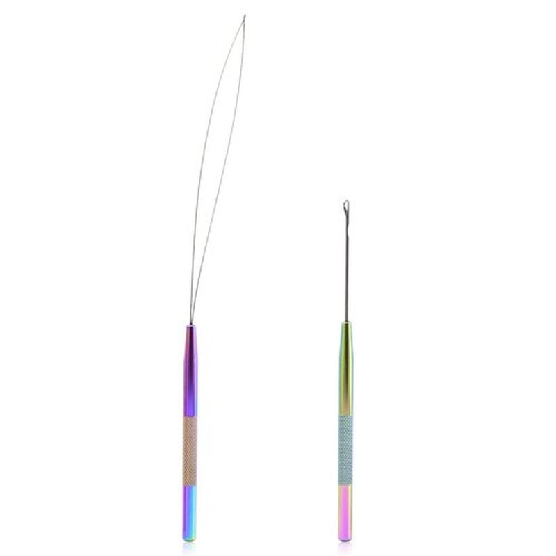 NEWISHTOOL Stainless Steel Hair Extension Tool Kit, Loop Needle Pulling Hook and Threader Wire Beads Device Tool, Micro Links Kit for Silicone Beads, Feathers Extension Styling