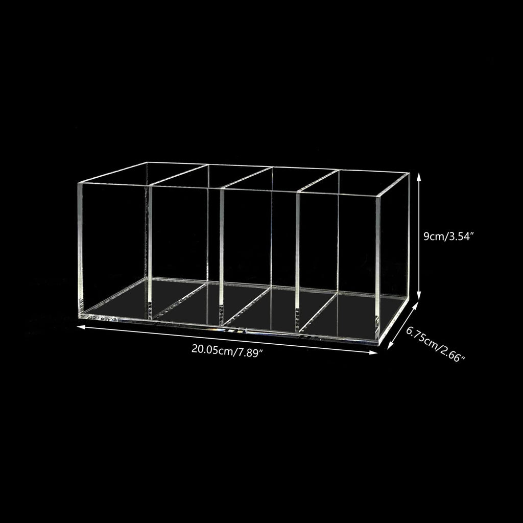HSYMQ Acrylic Pen Holder 4 Compartments Clear Pencil Holder Organizer Makeup Brush Holder