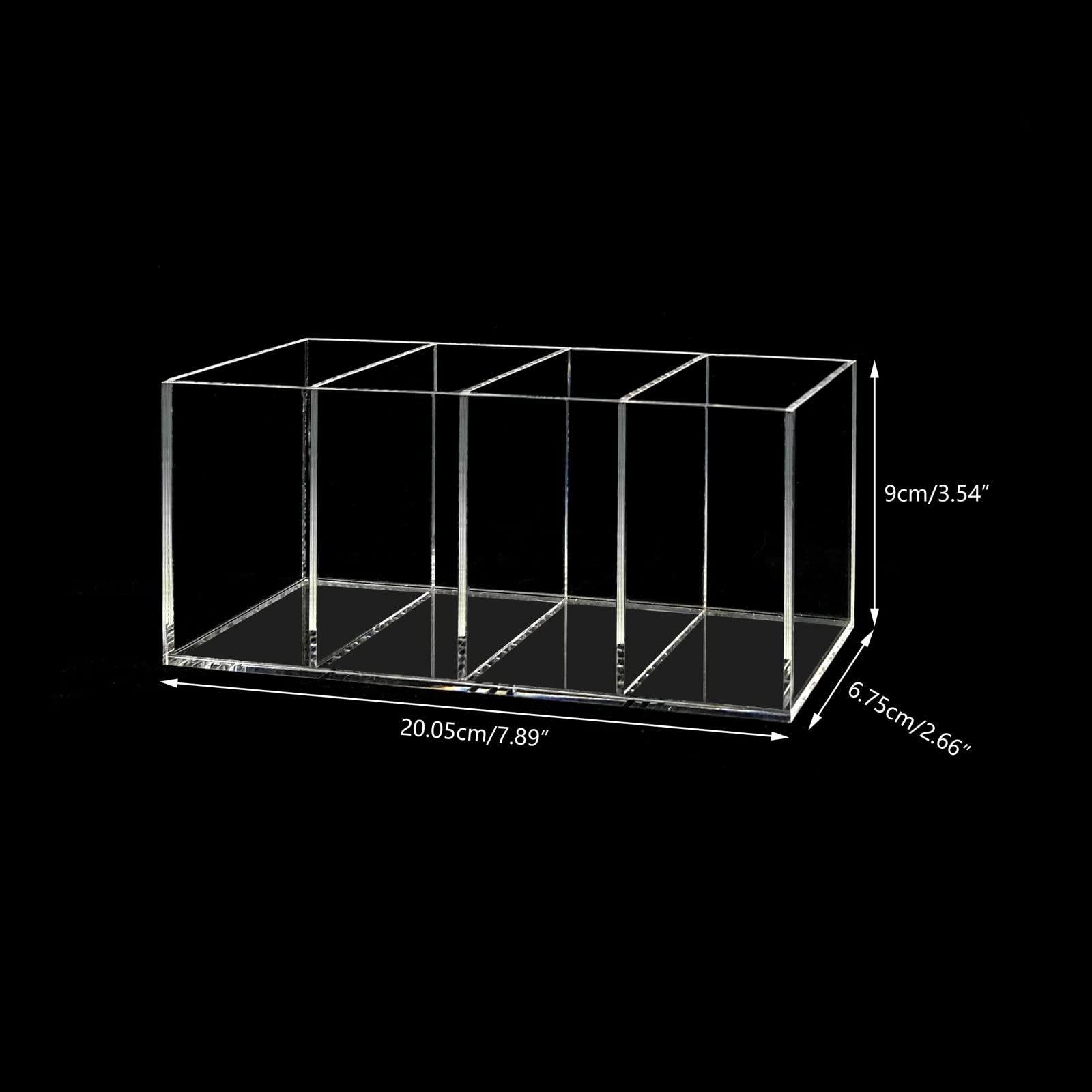 HSYMQ Acrylic Pen Holder 4 Compartments Clear Pencil Holder Organizer Makeup Brush Holder