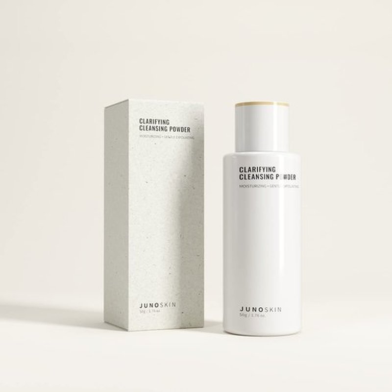JUNO & Co. Cleansing Powder, Exfoliating Face Wash, 10-Ingredient Powder-to-Foam Cleanser with Hyaluronic Acid, Rice Extract, and Papain Enzyme, No Added Fragrance, 50 g / 1.76 oz.