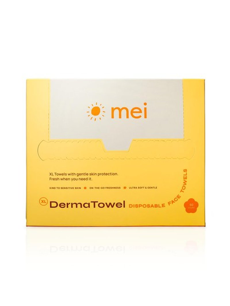 Mei Apothecary XL DermaTowel Disposable Face Towels, 50 Count Facial Cloths for Washing Face & Makeup Removal, 10x12"