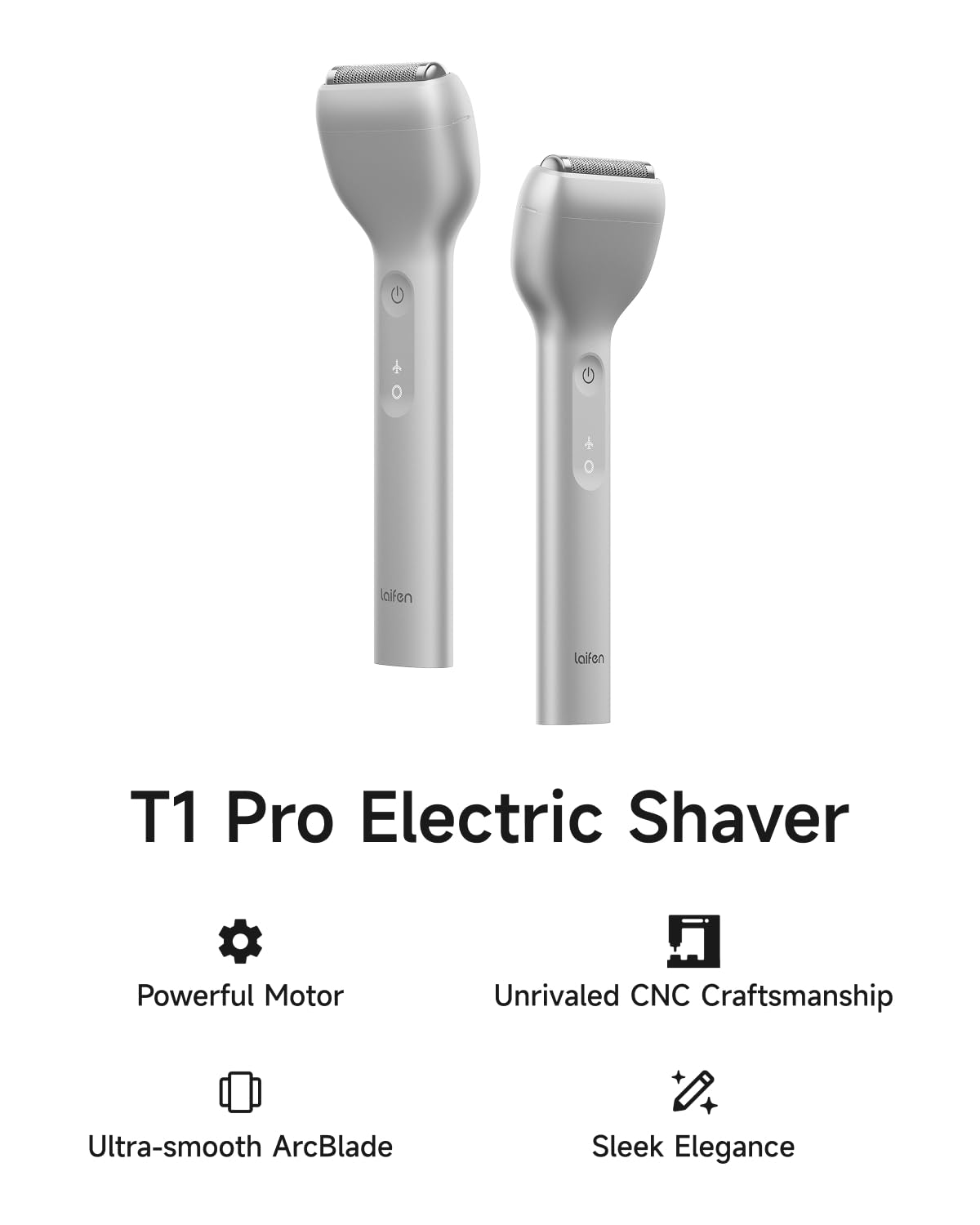 Laifen T1 Pro 1-Blade Electric Shaver, High-Speed 12,000 Cuts/Min, Long Hair Trimmer with 3 Guards, for Sparse Beard & Daily Styling, Wet & Dry, IPX7 Waterproof (Aluminum Alloy)