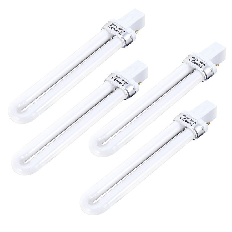 ZJchao LED Lamps Bulbs Set, 4 pcs 9 W Not Inductance Bulb Replacement UV Tube 365nm Lamp Bulb Tube for Nail Art Dryer UV Lamp Light U Shaped Light Bulbs Replacement for Nail Lamp Nail Art Dryers