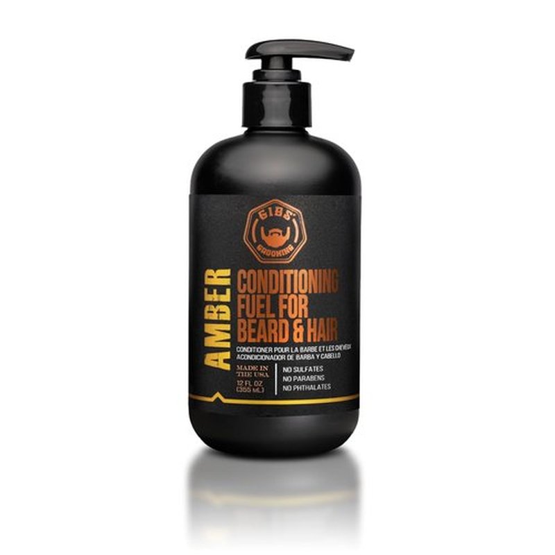 GIBS Amber Beard & Hair Conditioner - Revitalize Dry Hair & Skin, Control Frizz - Made in USA | Antimicrobial & Antioxidant Formula