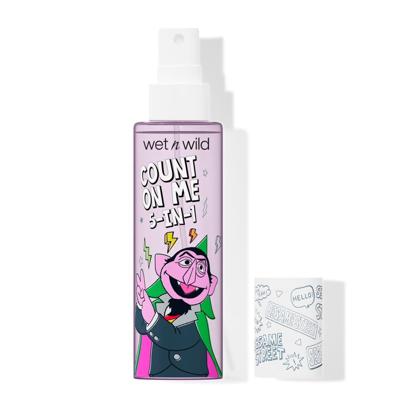 wet n wild Sesame Street 5-in-1 Prime & Set Face Mist, Floral Scented Makeup Setting Spray with Hyaluronic Acid & Niacinamide, Cruelty-Free - Count On Me