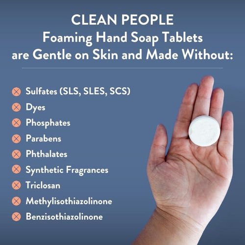 THE CLEAN PEOPLE Scented Variety Pack Foaming Hand Soap Tablets - Mess Free, Gentle on Skin, Makes 12 x 8 fl oz Bottles of Soap (12 Count & 2 Dispensers, Variety Pack)