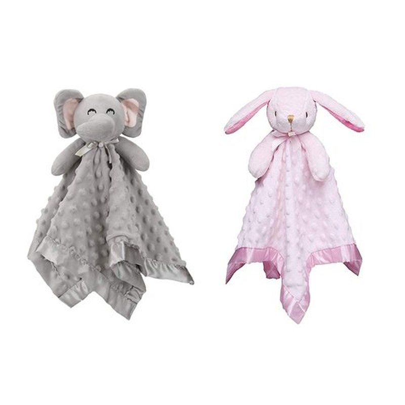 Pro Goleem Elephant & Bunny Security Blanket - Soft 16'' Plush Comfort for Babies