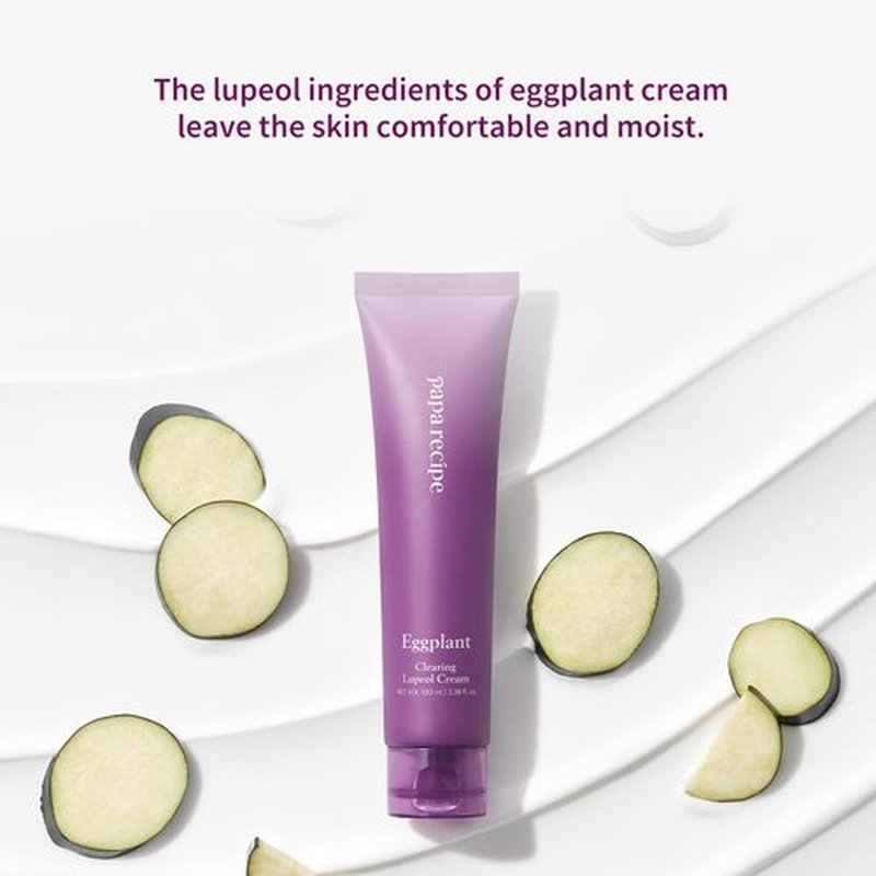 Papa Recipe Eggplant Clearing Lupeol Cream(3.38fl oz/100ml) - Soothing & Hydrating Face Moisturizer Cream for Dry Skin, Oil Water Balance Care, Sensitive, Acne-Prone Skin Friendly, Korean Face Cream