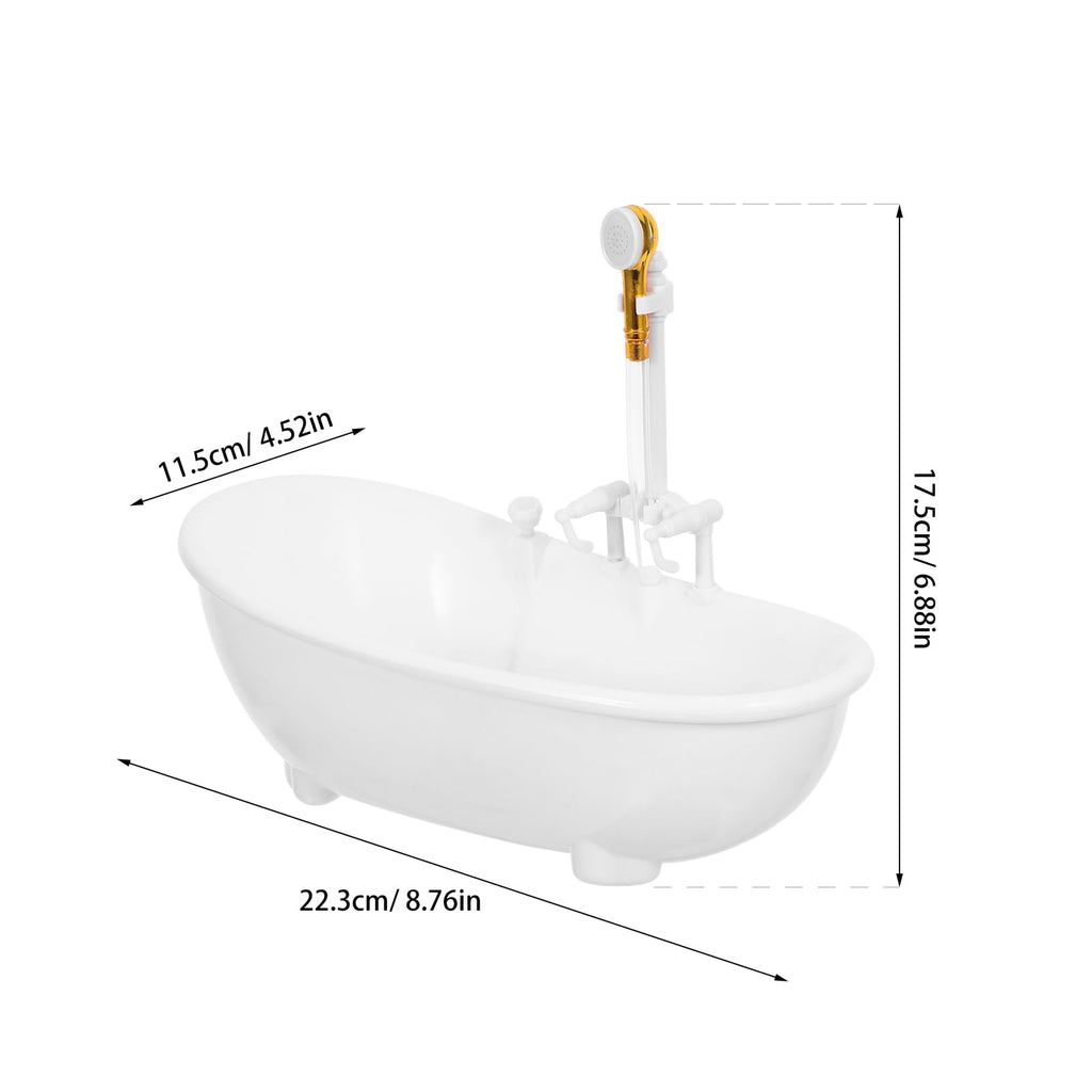 Toyvian Electric Water Spraying Doll Bathtub, Motorized Light Up Swimming Pool with Working Shower Sprayer Pretend Play Bathroom Toys Fits 11.5inch Dolls (White)