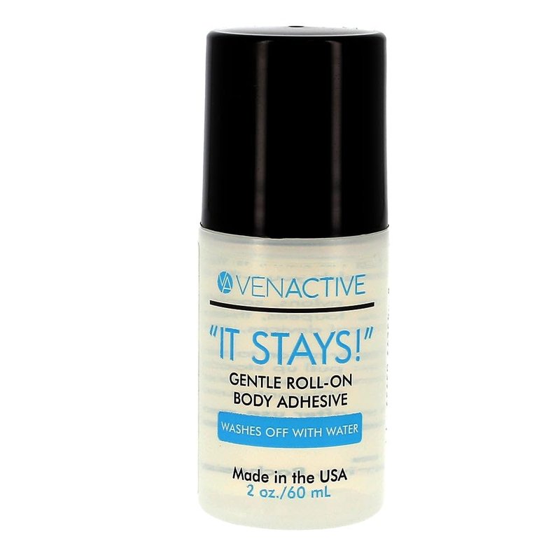 VenActive It Stays Body Glue - Gentle Roll-On Body Adhesive for Support Stockings, Armsleeves, Shoulder Straps, Bra Straps, Wigs, Costumes, Theatrical Makeup - 2 oz Roll-On
