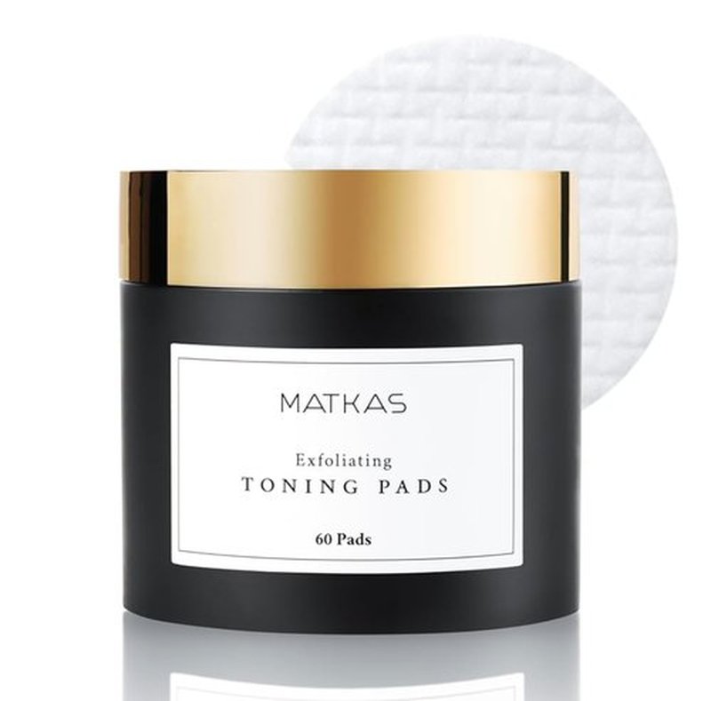 MATKAS Korean Exfoliating Witch Hazel Toning Pads - 60 pcs, Korean Skin Care Glycolic Acid Toner Pads, AHA BHA Gentle Face Exfoliator, Facial Acid Peel for Dark Spots, K Beauty Pore Minimizer for Face