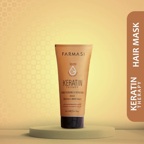 FARMASi Keratin Therapy Shampoo 12.2 fl oz & Hair Mask Set 6.7 fl oz: Repairing Cleanse & Deep Conditioning System for Dry Damaged Hair, Smoothness & Shine