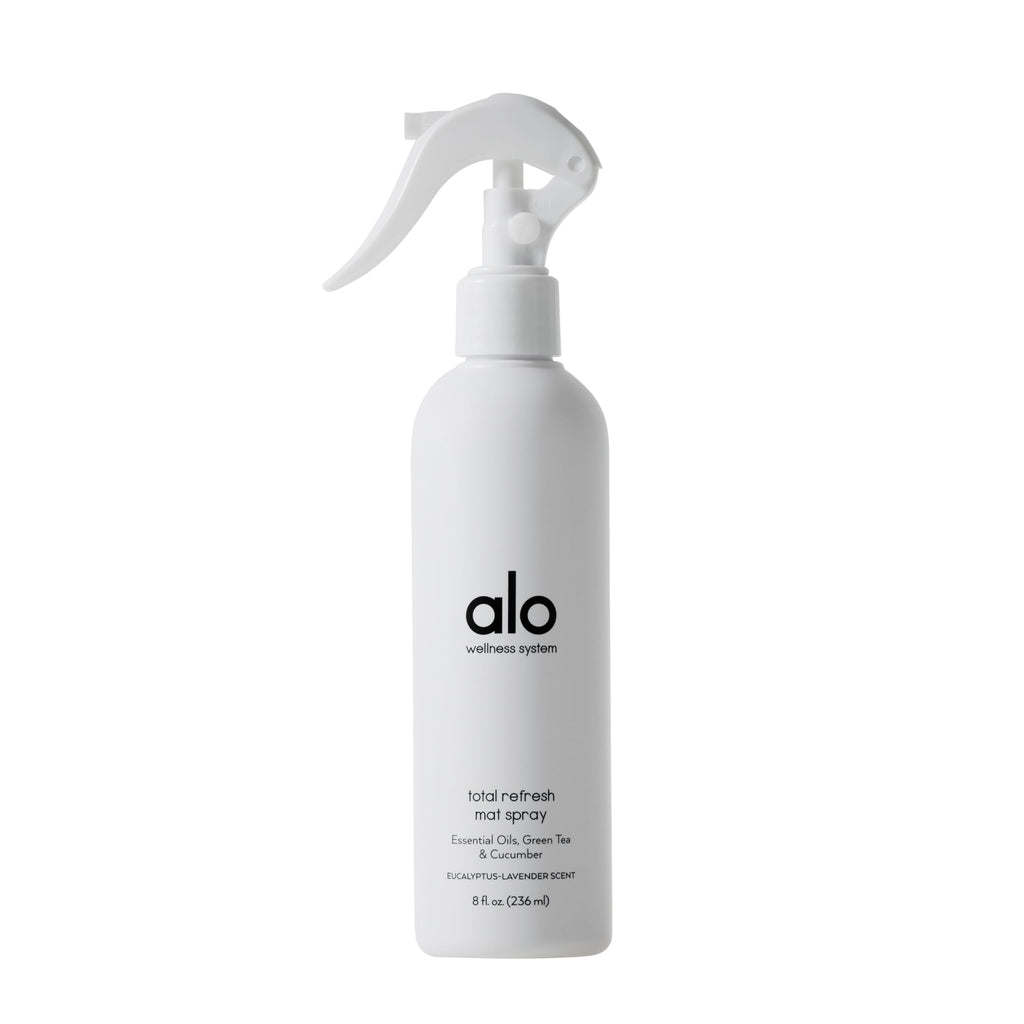 ALO Total Refresh Yoga Mat Cleaner | Green Tea & Cucumber Extract to Refreshen Mats | All-Natural Essential Oils Remove Sweat and Surface Impurities | Eucalyptus-Lavender Scent | 8oz
