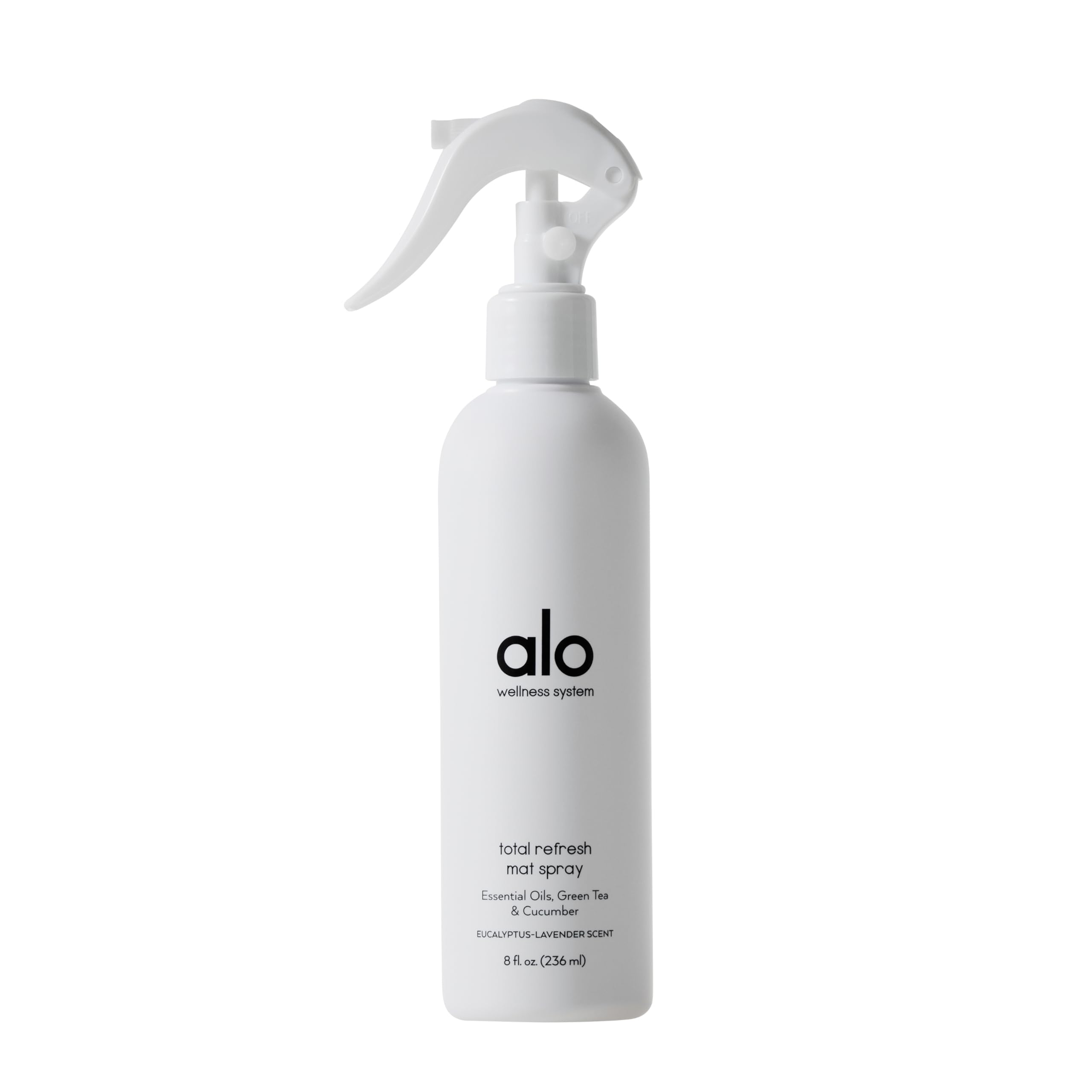 ALO Total Refresh Yoga Mat Cleaner | Green Tea & Cucumber Extract to Refreshen Mats | All-Natural Essential Oils Remove Sweat and Surface Impurities | Eucalyptus-Lavender Scent | 8oz