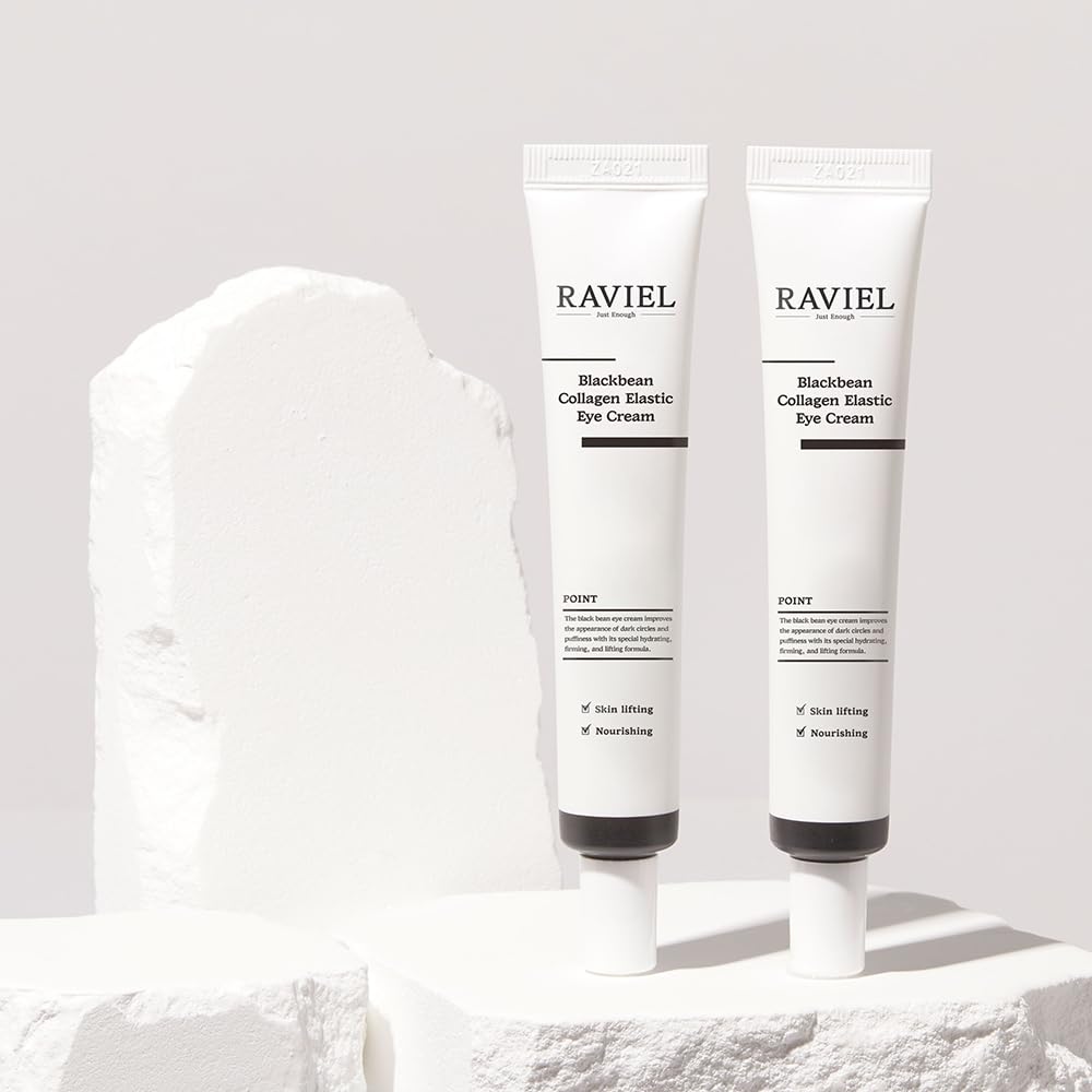 RAVIEL Black Bean Collagen Elastic Eye Cream Set | Brightening & Anti-Wrinkle | Smooth & Fast Absorbing, KFDA-Certified | Highly Rated in Korea (0.67 fl oz, Pack of 2)