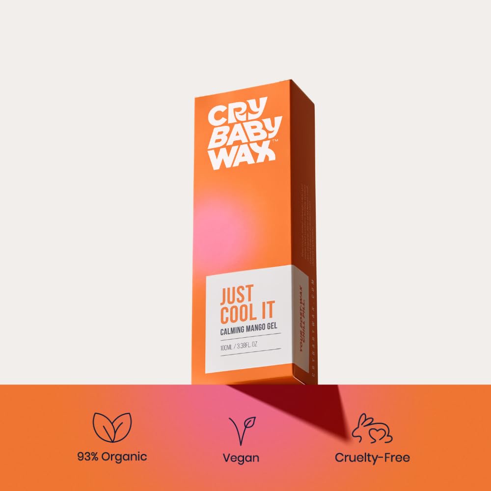 Crybaby Wax Just Cool It Calming Mango Gel Post-Wax Treatment 3.38 fl oz | 93% Organic Mango Aloe Gel, Cooling Soothing After Wax, Vegan & Fragrance Free