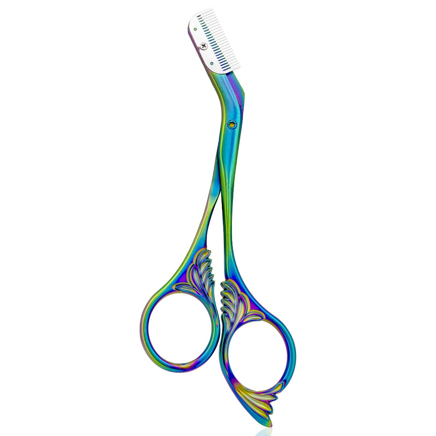 DINNAT Eyebrow Trimmer Scissor With Comb, Eyebrow Trimmers, Professional Precision Eyebrow Trimmer, Eyebrow Trimmer Scissors with Combs, A Must-have Makeup Tool (Color Titanium)