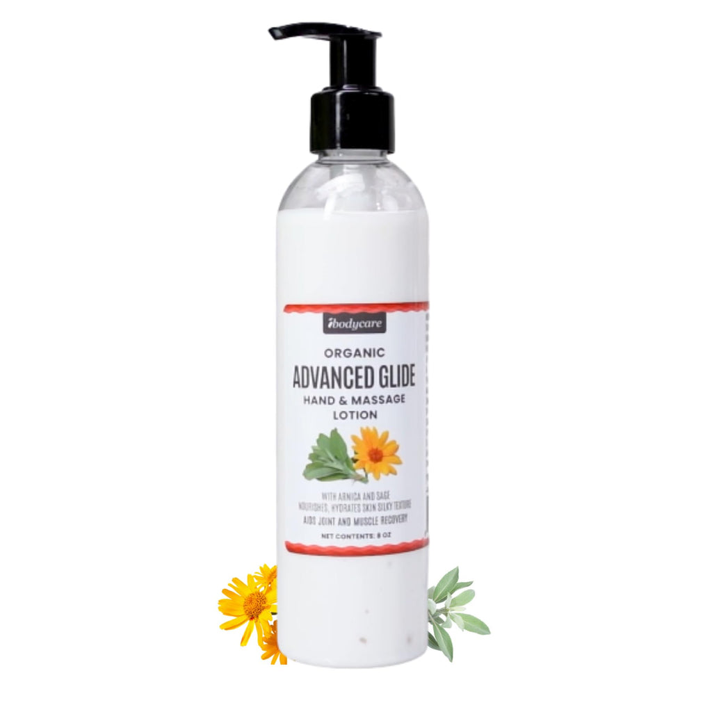ibodycare Advanced Glide Massage Lotion with Arnica and Sage Professional Massage Cream for Muscle Relief Hydrating Hand and Body Lotion 8 oz (8 Oz)