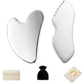 ALOYGUZ Stainless Steel Gua Sha Set Face Massager Metal Gua Sha Facial Tools Body Lymphatic Drainage Massager Guasha Sculpting Tool Skin Care Gifts for Women