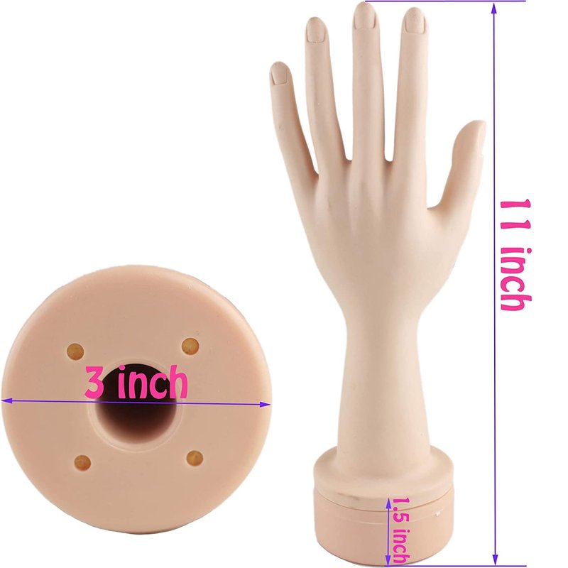 Voloria Practice Flexible Mannequin Hand Nail Display with Soft Fingers and Practice Manicure Nails Hand