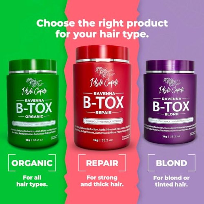 I Belli Capelli Ravenna B-tox Repair Kit - Hair Treatment & Argan Oil Mask 500g, Formaldehyde-Free, Anti-Frizz, Volume Reduction (Pack of 2)