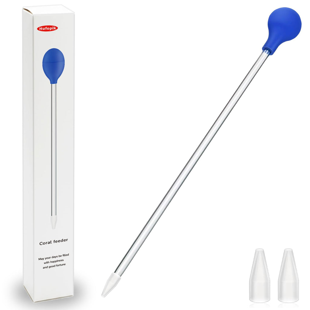 Hufopik 18.5 in Long Pipette for Fish Tank Coral Food Feeder Long Syringe Aquarium Coral Feeding Tube for Marine Fish Reef Aquatic Plant Spider Snake Lizard