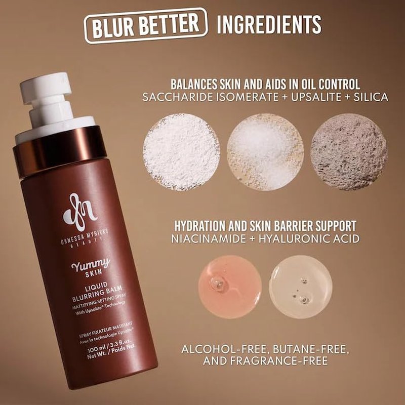 Yummy Skin Liquid Blurring Balm - Mattifying Setting Spray with Niacinamide | 3.3 oz, Vegan Formula