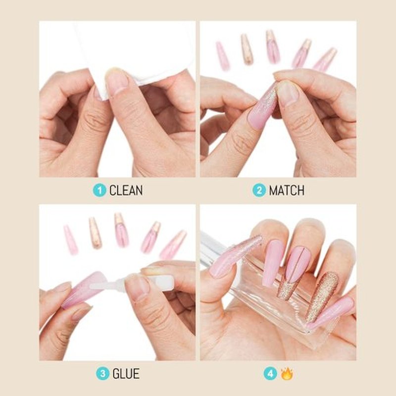 COCOBURI 24 Pcs Press on Nails Medium Purple Glossy Acrylic Fake Nails Coffin for Women
