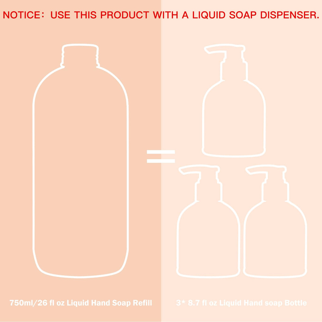 ROMIIE ZOI Liquid Hand Soap Refill, Pink Grapefruit, Gentle & Moisturizing Formula, 750 ML/ 26 FL OZ
