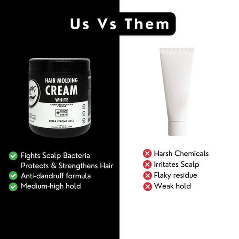 Rolda White Molding Hair Cream for Men - Curl-Defining Hair Styling Cream with Medium-Strong Hold, Natural Finish & Medium Shine - Moisturizing & Anti-Frizz Formula - Alcohol & Paraben-Free (17.6 oz)