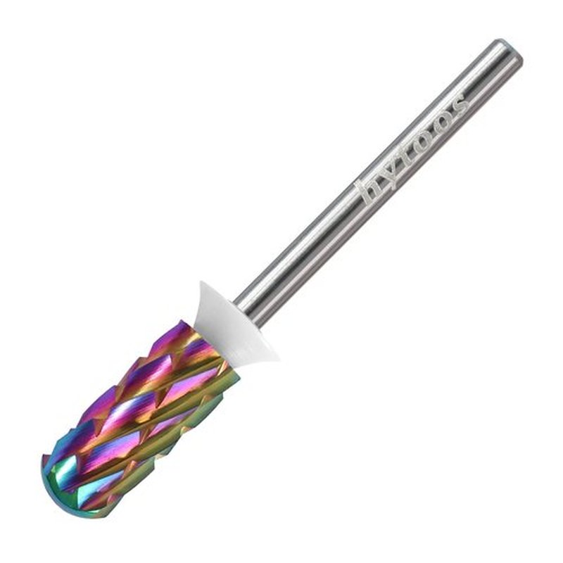 HYTOOS 5XC Nail Drill Bits, TaC Coating 5.35mm Small Tungsten Carbide Safety Barrel Bits for Thick Gel & Acrylic Removal, Pro Manicure Tools Electric File Drill Accessories