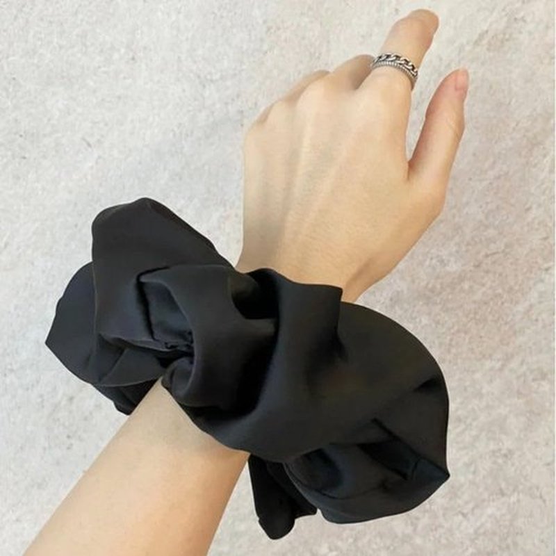 4 Packs Extra Large Satin Silk Hair Scrunchies Soft Big Oversized Scrunchy Thick Elastic Fluffy Hair Ties Ponytail Holder Jumbo Scrunchies for Women and girls