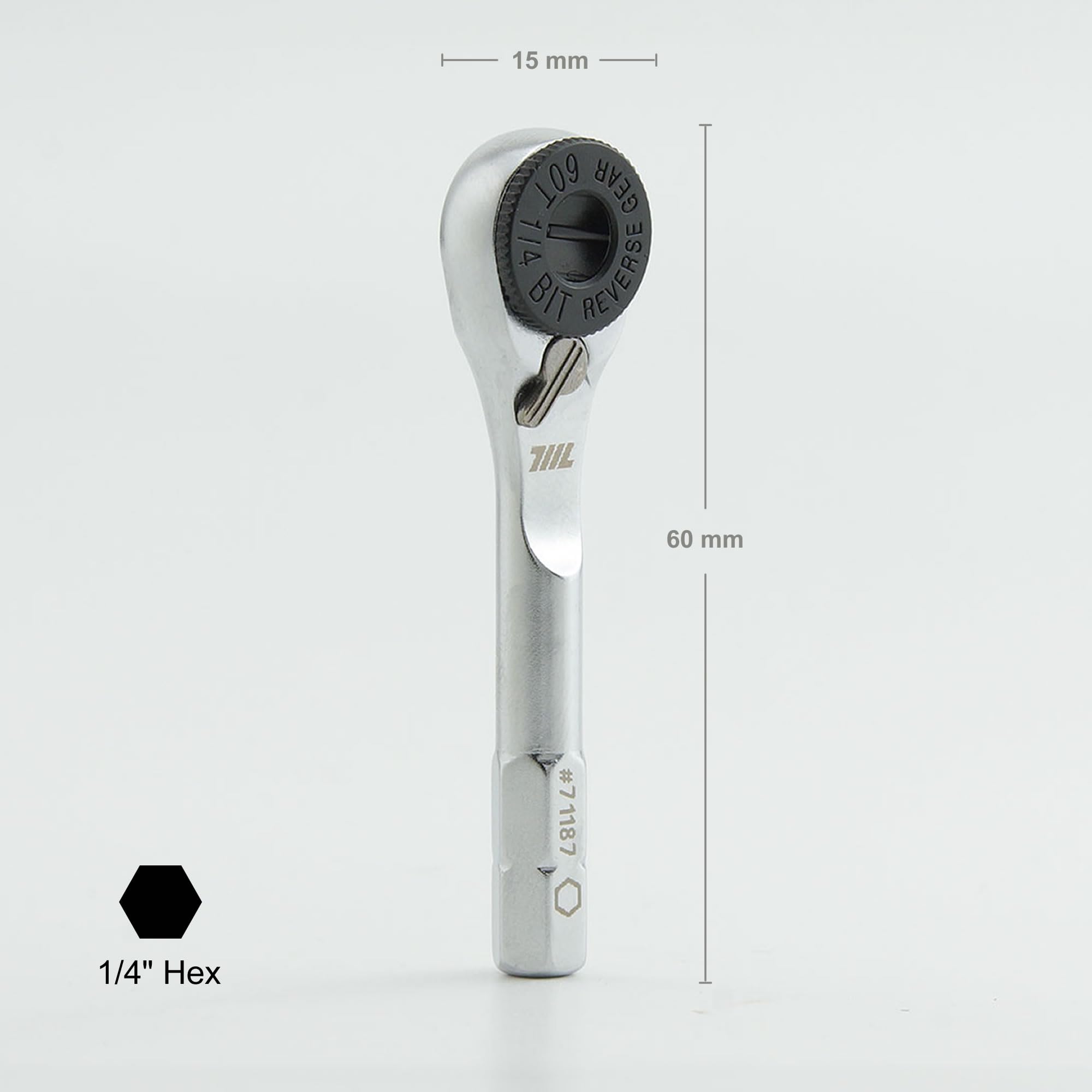 711L Hex End EDC Ratchet Wrench - Accessory for Multitools with 1/4" Hex Bits Adapters - Compatible with 1/4 Inch Socket Extensions