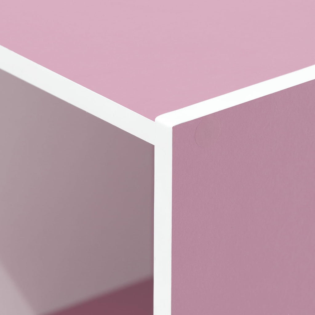 Furinno LUDER 3-Cube Bookshelf - Stylish Open Shelves for Easy Assembly | White/Pink, 9.3 x 12 x 31.5