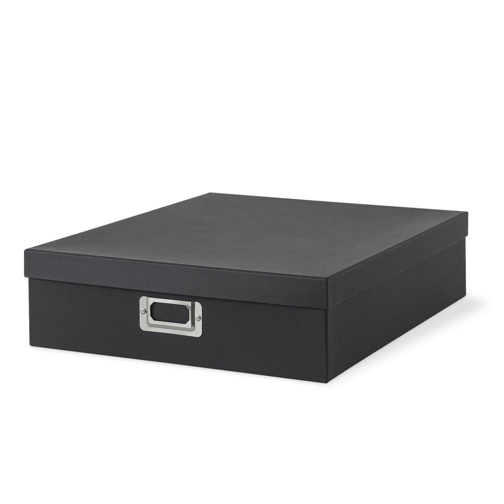 Soul & Lane - Black Scrapbook Photo Storage Box with Lid, 14.8x13x3.7 In