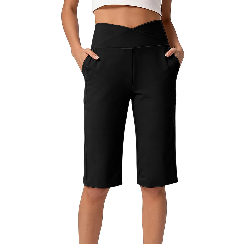 Piuwrlz Yoga Shorts for Women High Waisted Tummy Control Loose Fit Elastic Comfortable Golf Sports Bermuda Shorts