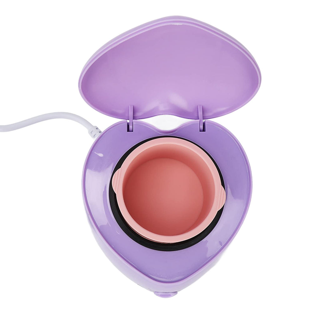 Electric Wax Warmer, Portable Mini Hair Removal Wax Heating Machine, Cute Heart Shaped Fast Heating Wax Heater for Beauty Salon, Home, Silicone Inner Pot Easy Cleansing, Purple