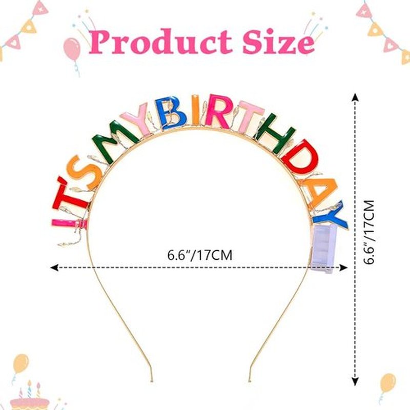 DRESBE Light Up Birthday Headband LED Its My Birthday Headbands Glow Party Hair Accessories for Women (Colorful)