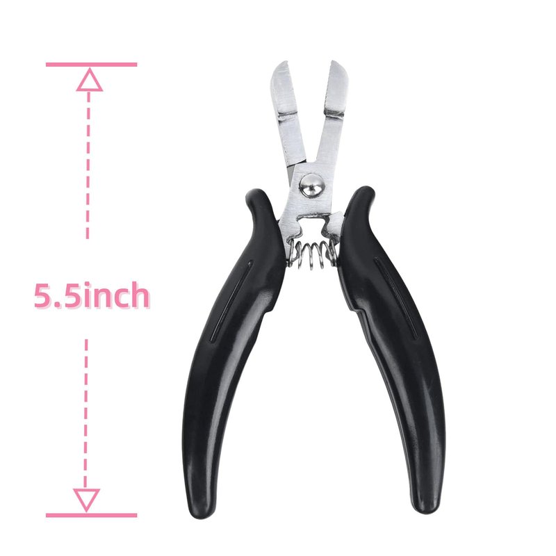Vlasy Hair Extension Pliers,Professional Hair Extension Remover Pliers for Installing & Removing Micro Beads with Real Grip Design,Fusion Bond Crusher Tool to Salon & At-Home,Thread Shape,Black